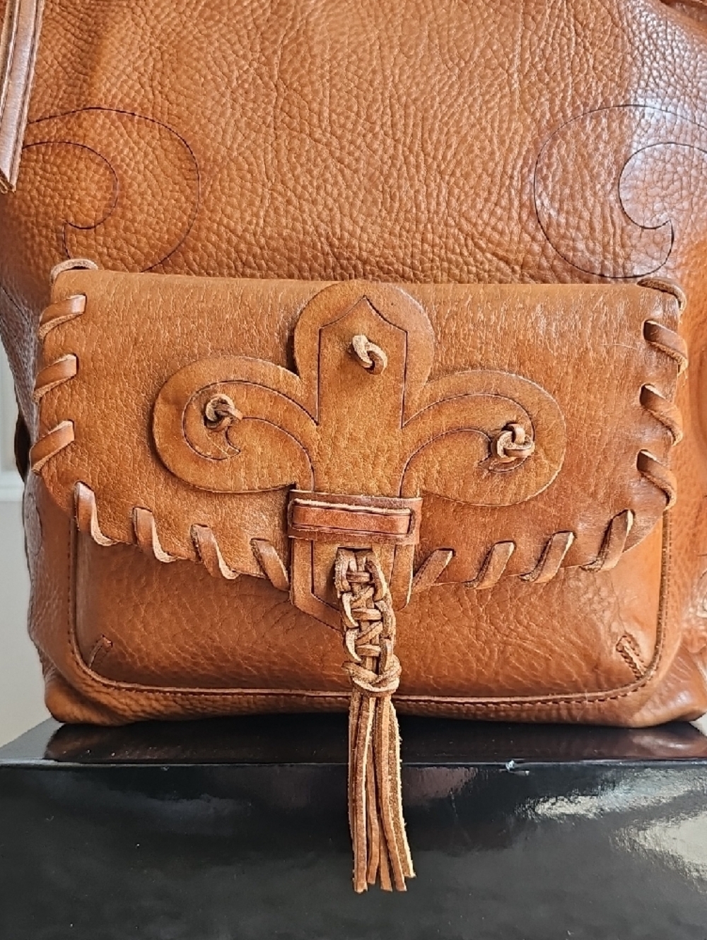 Coach x Anna Sui NWT 2012 Fleur-de-Lis Duffle Archival Piece Cognac Pebble Grain - Picture 4 of 15